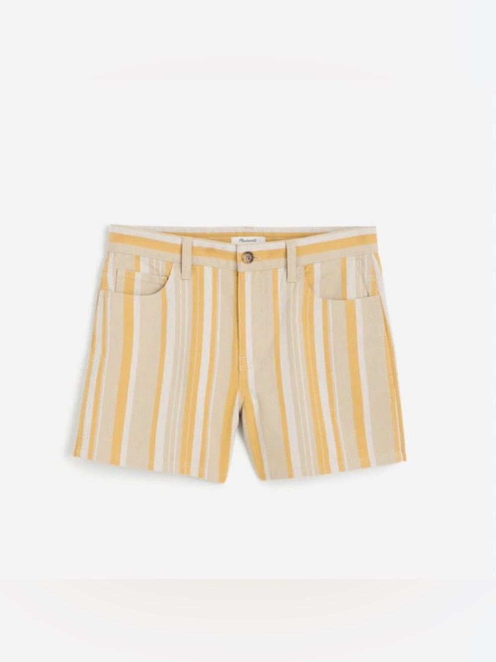 NWT Madewell Bohemian Indie Rumpled Striped Cotton Twill Shorts Size 29